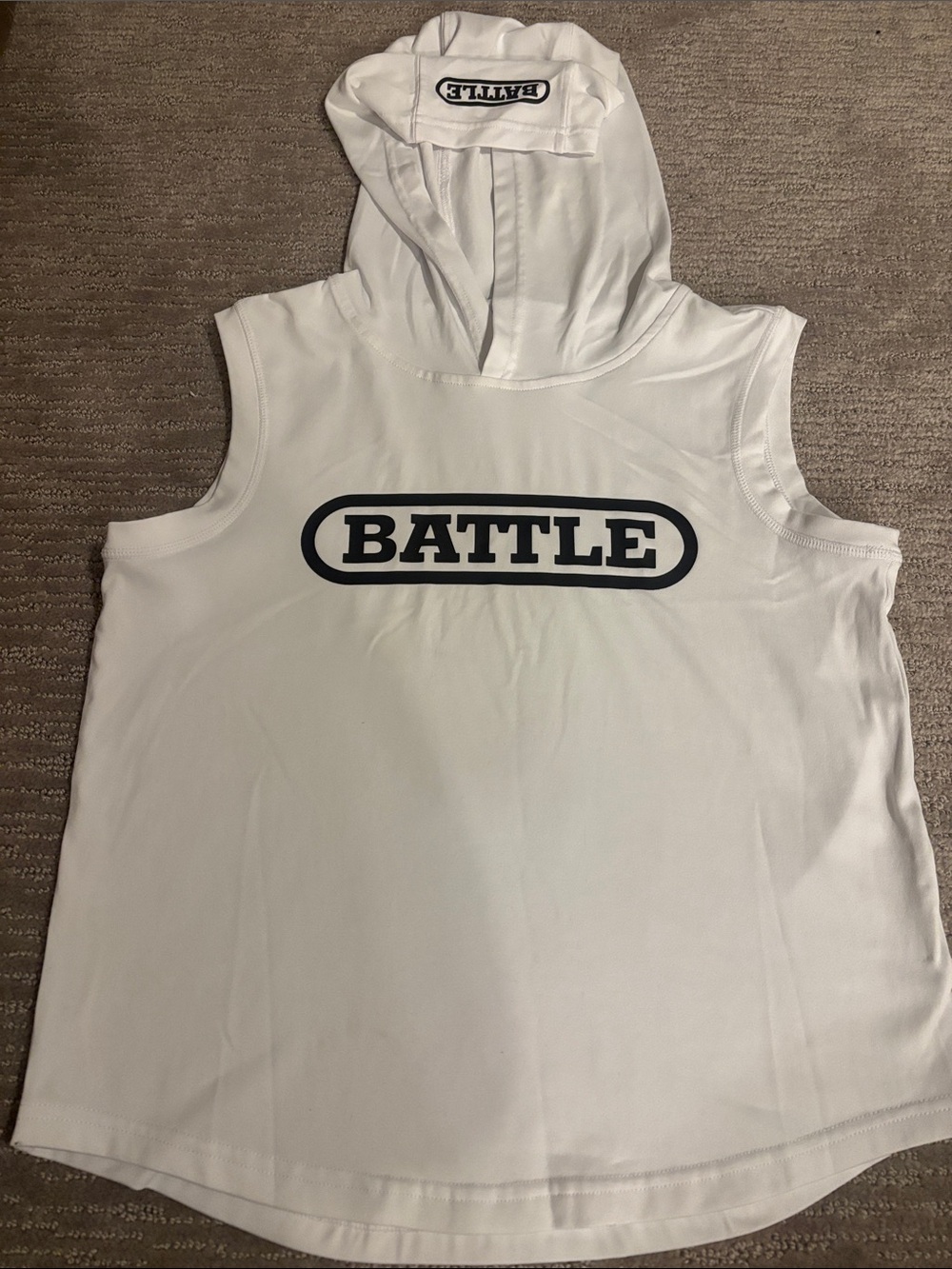 Battle Youth Medium White Sleeveless Hoodie Tee